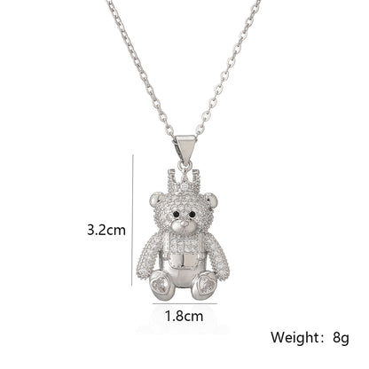 Simple Style Commute Bear Copper Plating Inlay Zircon 18k Gold Plated Pendant Necklace