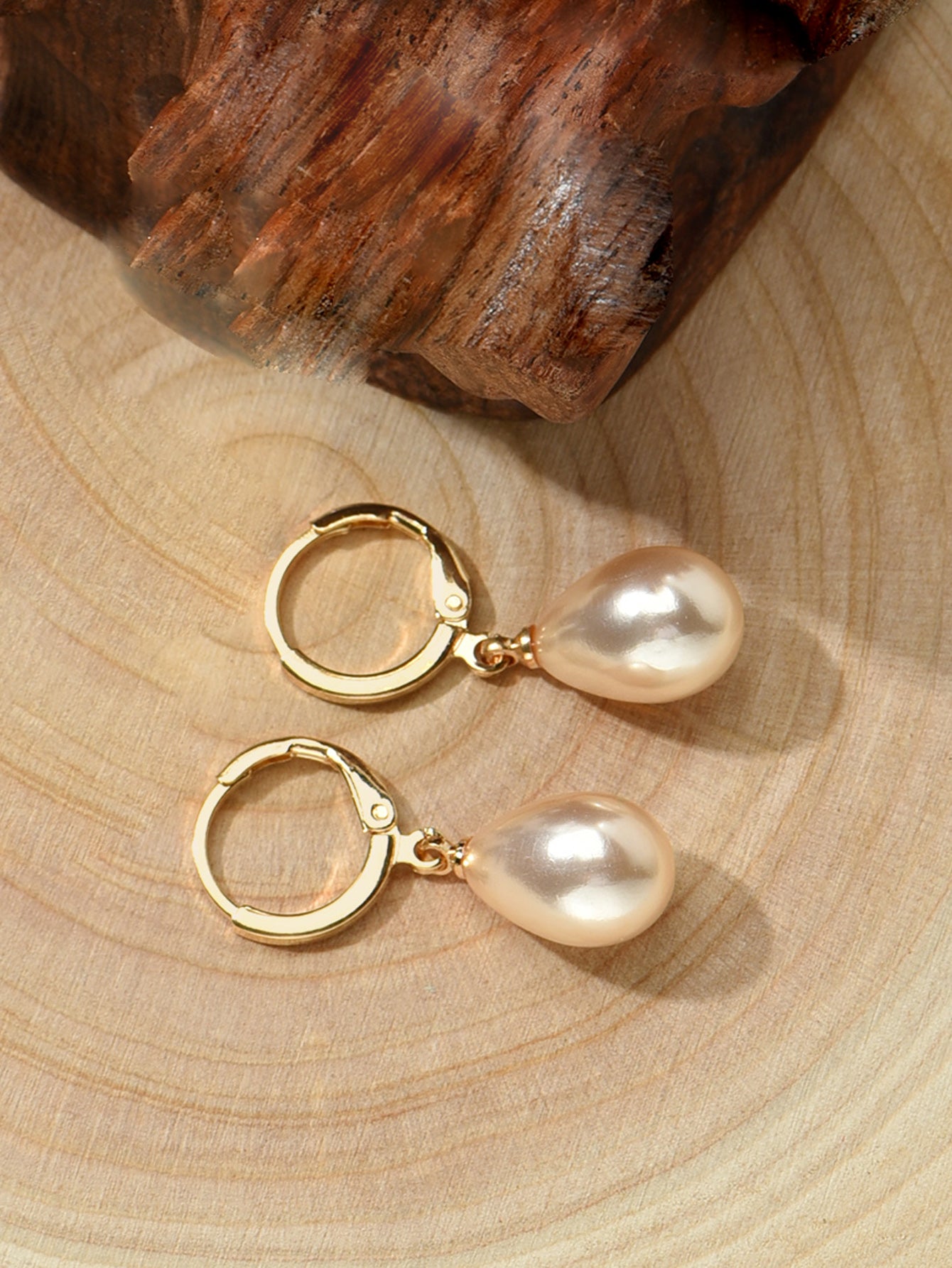 1 Pair Lady Pearl Alloy Resin Drop Earrings