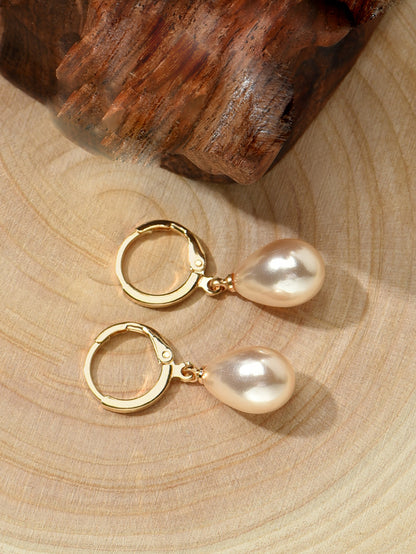 1 Pair Lady Pearl Alloy Resin Drop Earrings