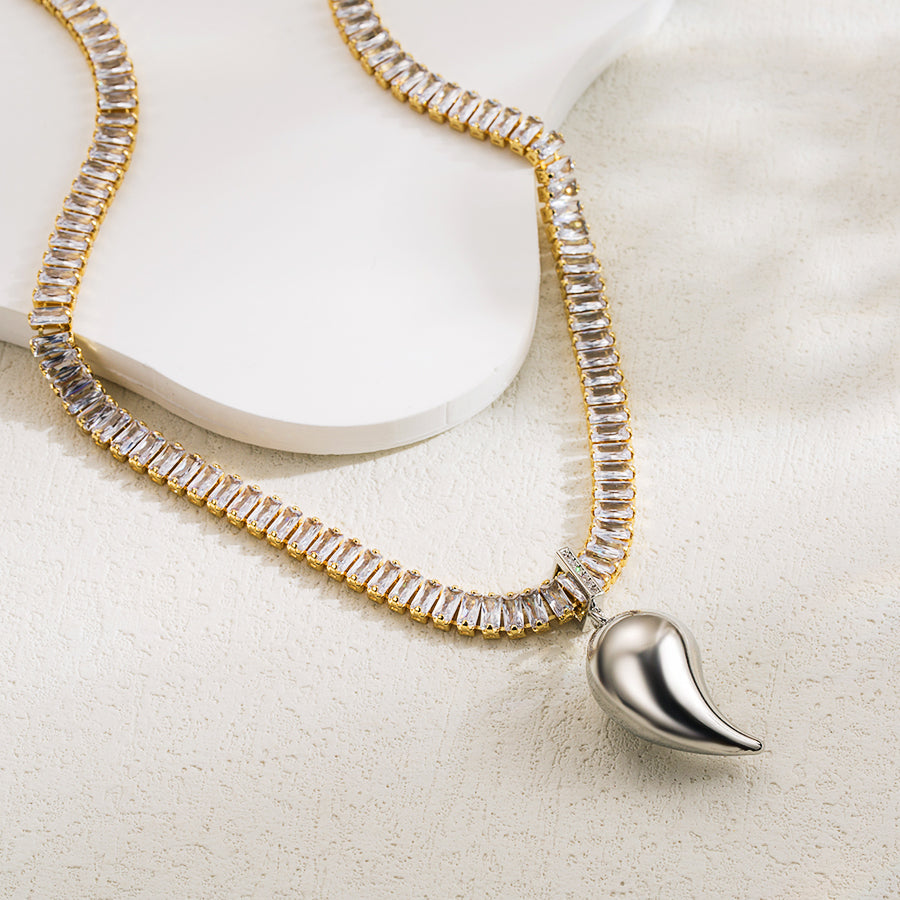 Elegant Vintage Style Simple Style Heart Shape Copper 18k Gold Plated Zircon Pendant Necklace In Bulk