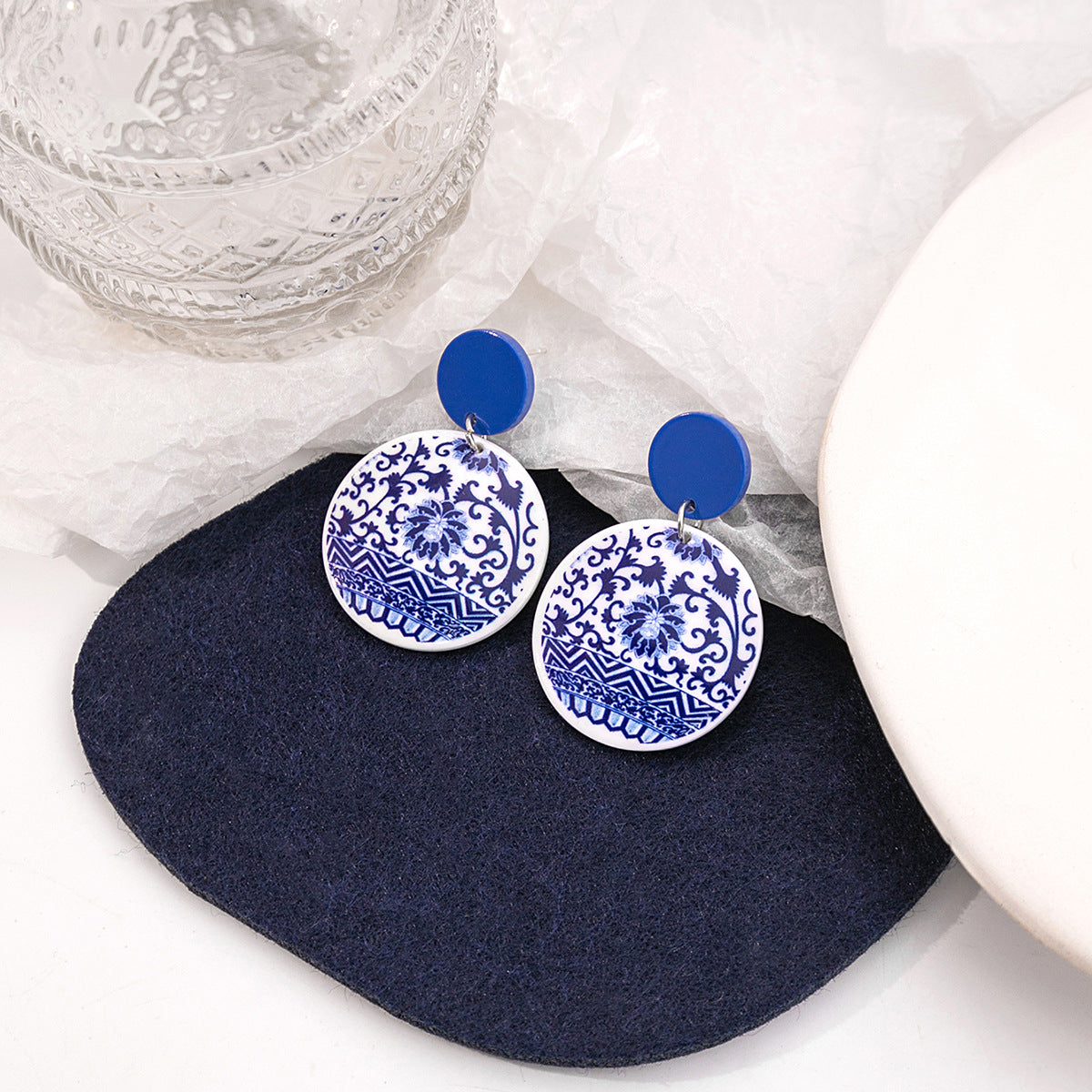 Wholesale Jewelry Chinoiserie Casual U Shape Printing Arylic Drop Earrings