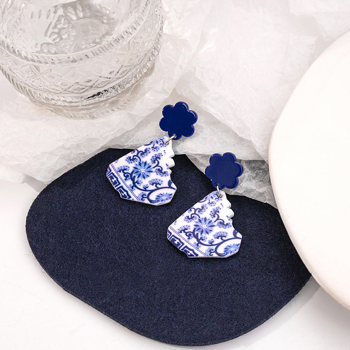 Wholesale Jewelry Chinoiserie Casual U Shape Printing Arylic Drop Earrings