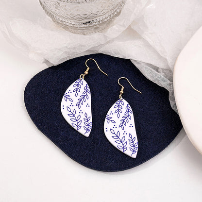 Wholesale Jewelry Chinoiserie Casual U Shape Printing Arylic Drop Earrings