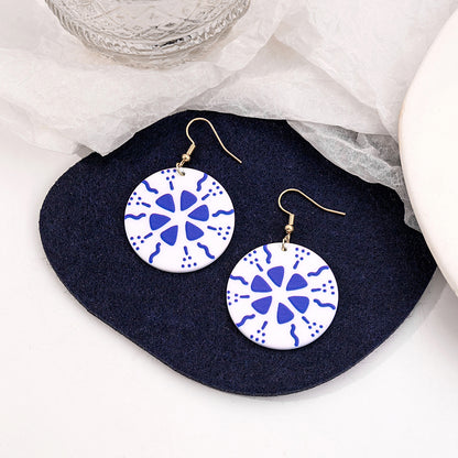 Wholesale Jewelry Chinoiserie Casual U Shape Printing Arylic Drop Earrings