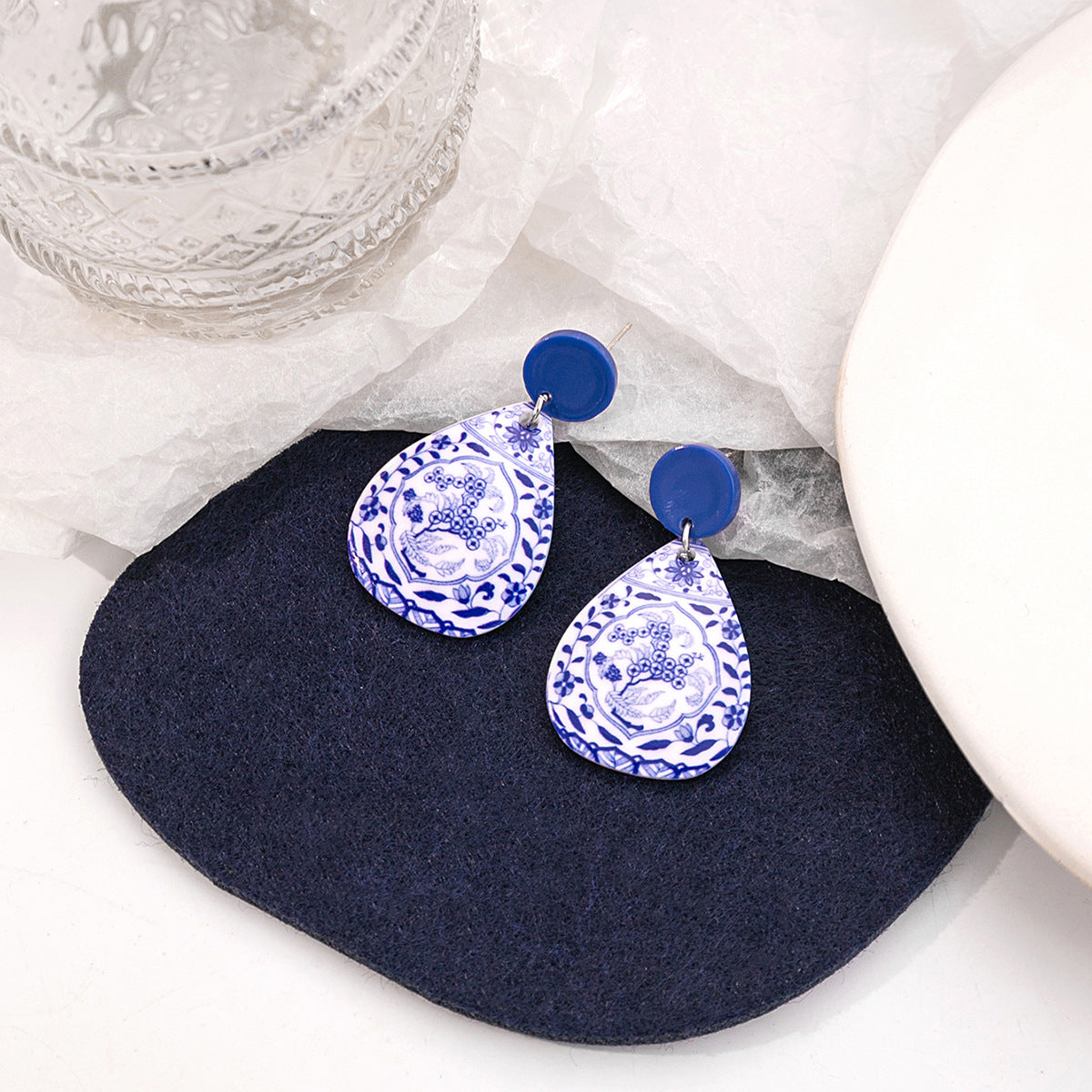 Wholesale Jewelry Chinoiserie Casual U Shape Printing Arylic Drop Earrings