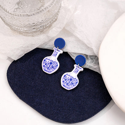 Wholesale Jewelry Chinoiserie Casual U Shape Printing Arylic Drop Earrings