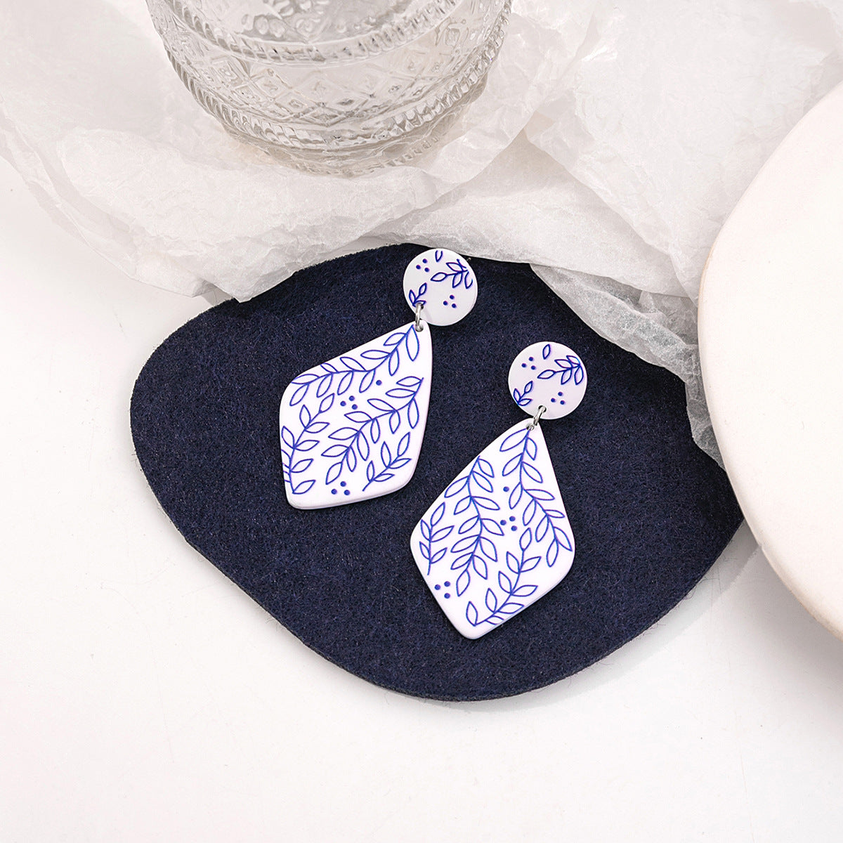 Wholesale Jewelry Chinoiserie Casual U Shape Printing Arylic Drop Earrings