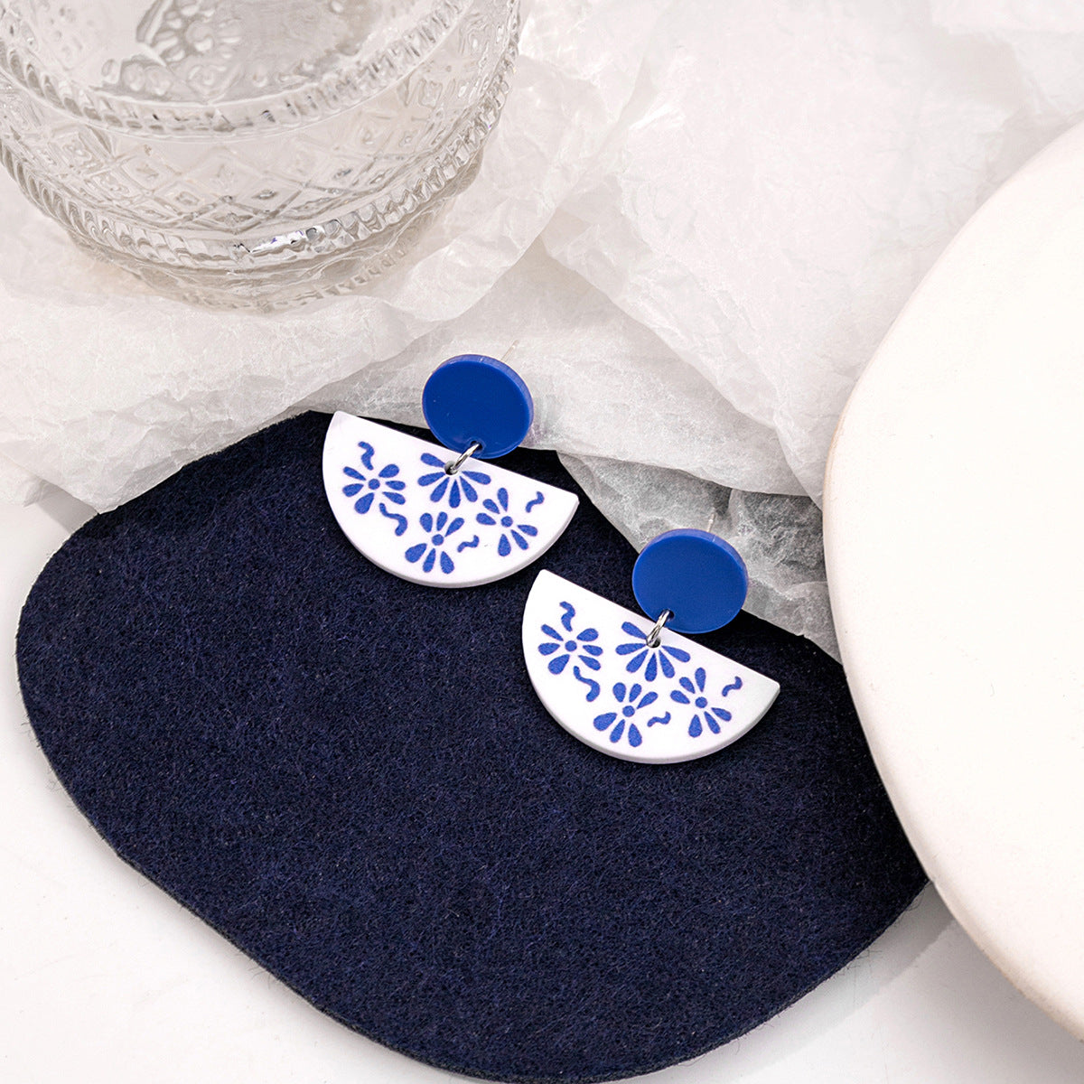 Wholesale Jewelry Chinoiserie Casual U Shape Printing Arylic Drop Earrings