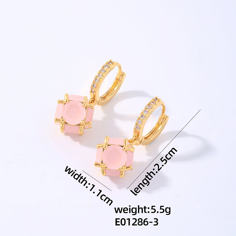 1 Pair Casual Elegant Simple Style Ball Plating Inlay Copper Zircon Gold Plated Drop Earrings