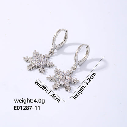 1 Pair Elegant Shiny Snowflake Plating Inlay Copper Zircon White Gold Plated Gold Plated Drop Earrings