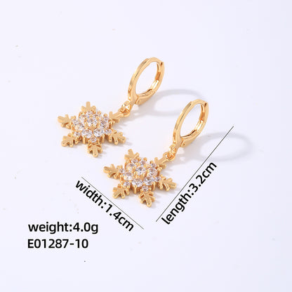 1 Pair Elegant Shiny Snowflake Plating Inlay Copper Zircon White Gold Plated Gold Plated Drop Earrings