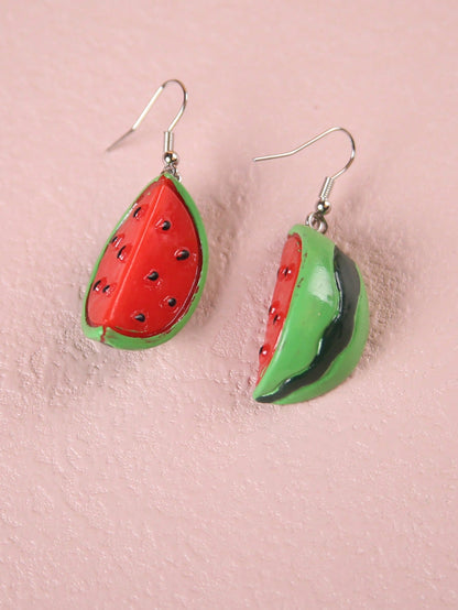 1 Pair Ig Style Cute Watermelon Synthetic Resin Drop Earrings