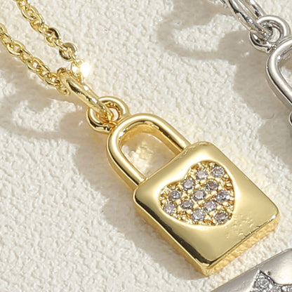 Cute Bridal Sweet Cross Key Brass Polishing Plating Inlay Zircon 14k Gold Plated White Gold Plated Pendant Necklace