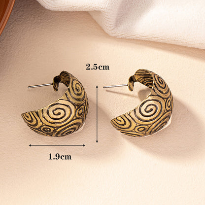 Wholesale Jewelry Retro Simple Style Circle Ferroalloy 14k Gold Plated Plating Ear Studs