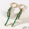 1 Pair Lady Solid Color Plating Inlay Stainless Steel Zircon 18k Gold Plated Drop Earrings Ear Studs