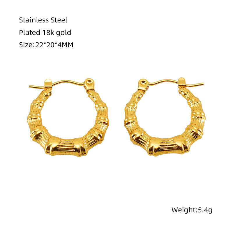 1 Pair Elegant U Shape Polishing Plating Stainless Steel 18k Gold Plated Earrings