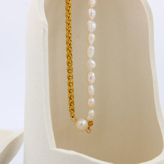 Casual Pastoral Color Block Stainless Steel Freshwater Pearl Necklace In Bulk