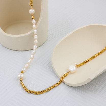 Casual Pastoral Color Block Stainless Steel Freshwater Pearl Necklace In Bulk