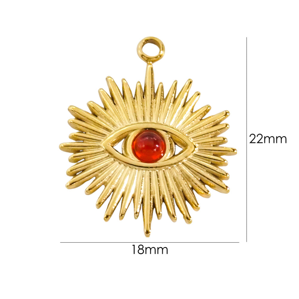 1 Piece 304 Stainless Steel Natural Stone 14K Gold Plated Eye