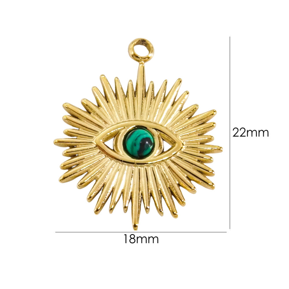 1 Piece 304 Stainless Steel Natural Stone 14K Gold Plated Eye