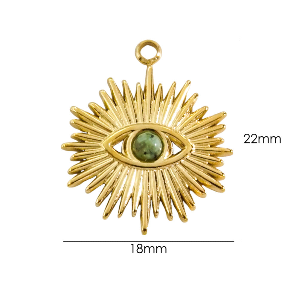 1 Piece 304 Stainless Steel Natural Stone 14K Gold Plated Eye