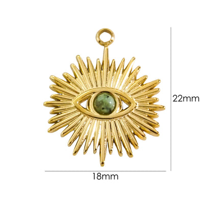 1 Piece 304 Stainless Steel Natural Stone 14K Gold Plated Eye