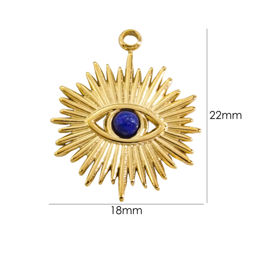 1 Piece 304 Stainless Steel Natural Stone 14K Gold Plated Eye