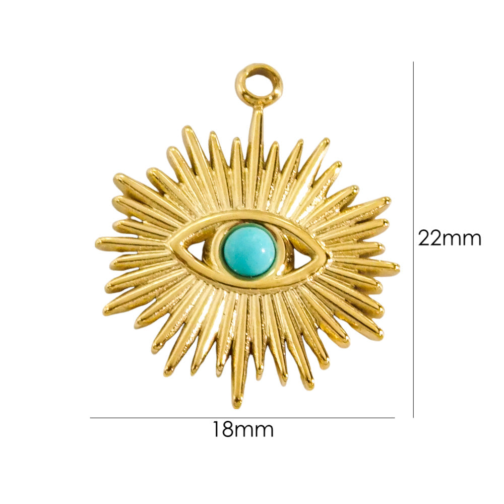 1 Piece 304 Stainless Steel Natural Stone 14K Gold Plated Eye