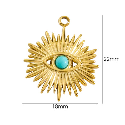 1 Piece 304 Stainless Steel Natural Stone 14K Gold Plated Eye