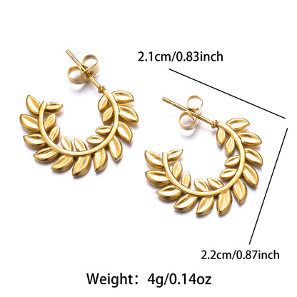 1 Pair Korean Style Leaves Plating Stainless Steel 18k Gold Plated Earrings