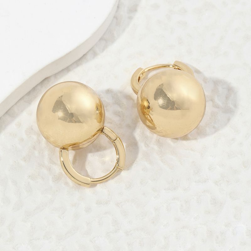 1 Pair Simple Style Round Polishing Plating Copper 18k Gold Plated Ear Studs