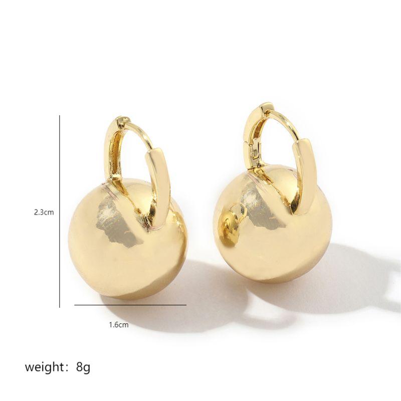 1 Pair Simple Style Round Polishing Plating Copper 18k Gold Plated Ear Studs