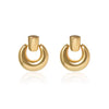 1 Pair Retro Circle Solid Color Plating Copper Gold Plated Drop Earrings