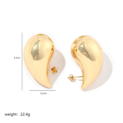 1 Pair Luxurious Water Droplets Polishing Plating Copper 18k Gold Plated Ear Studs