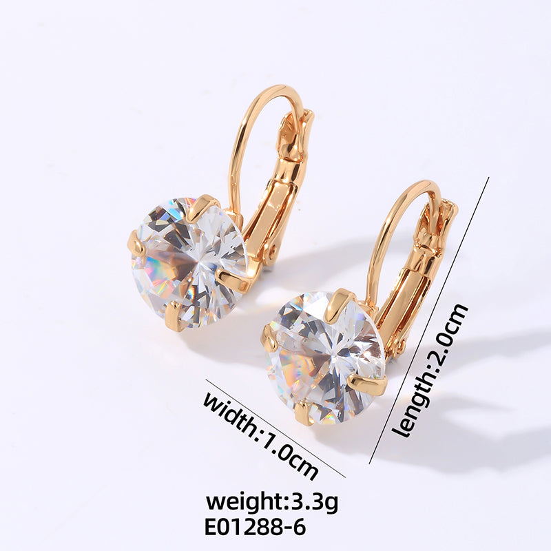 1 Pair Elegant Simple Style Shiny Round Plating Inlay Copper Zircon Gold Plated Ear Studs