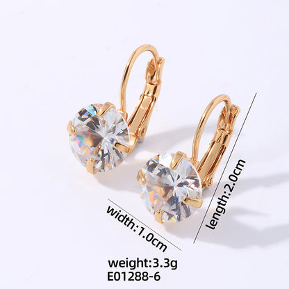 1 Pair Elegant Simple Style Shiny Round Plating Inlay Copper Zircon Gold Plated Ear Studs