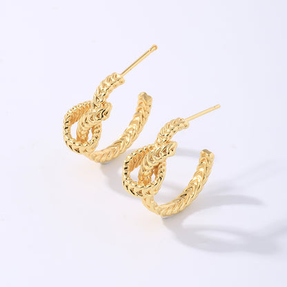 1 Pair Simple Style Twist Plating Copper Gold Plated Ear Studs