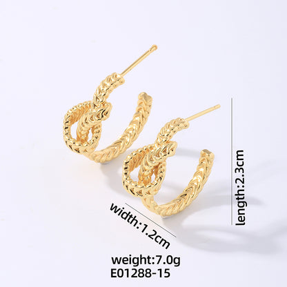 1 Pair Simple Style Twist Plating Copper Gold Plated Ear Studs