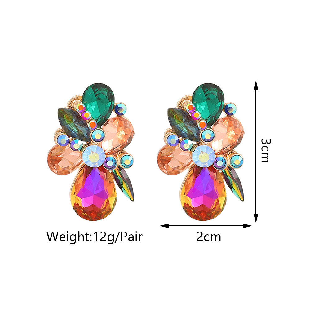 1 Pair Luxurious Lady Shiny Flower Layered Inlay Zinc Alloy Glass Ear Studs