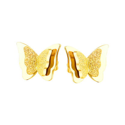 1 Pair Elegant Lady Butterfly Plating Stainless Steel 18k Gold Plated Drop Earrings Earrings Ear Studs