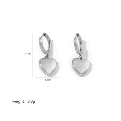 1 Pair Commute Heart Shape Polishing Plating Stainless Steel 18k Gold Plated Drop Earrings Earrings