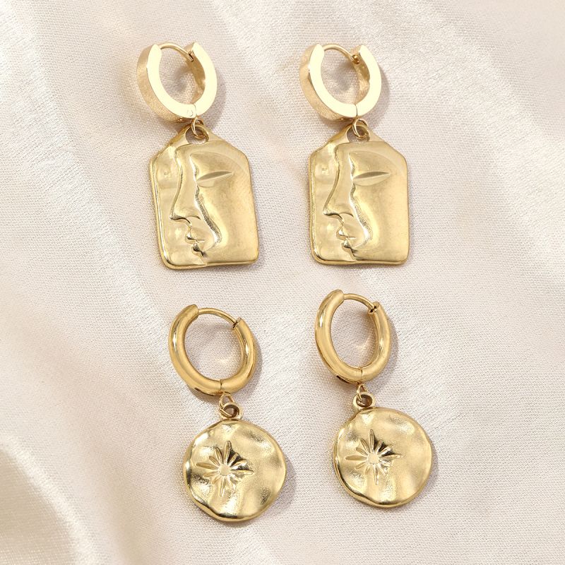 1 Pair Hip-Hop Simple Style Solid Color Polishing Plating Stainless Steel 18K Gold Plated Drop Earrings