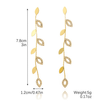 1 Pair Casual Simple Style Tassel Plating Chain Inlay Copper Zircon Drop Earrings