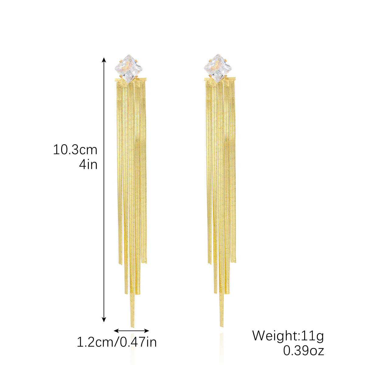 1 Pair Casual Simple Style Tassel Plating Chain Inlay Copper Zircon Drop Earrings