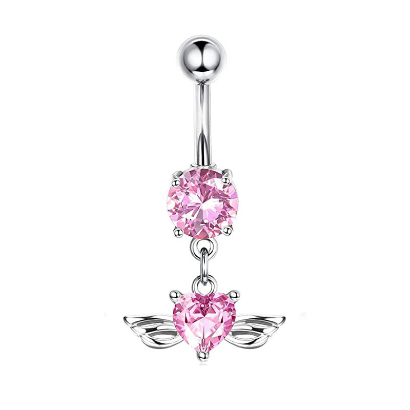 1 Piece Cute Sweet Letter Heart Shape Butterfly Plating Inlay Stainless Steel Zircon Navel Stud