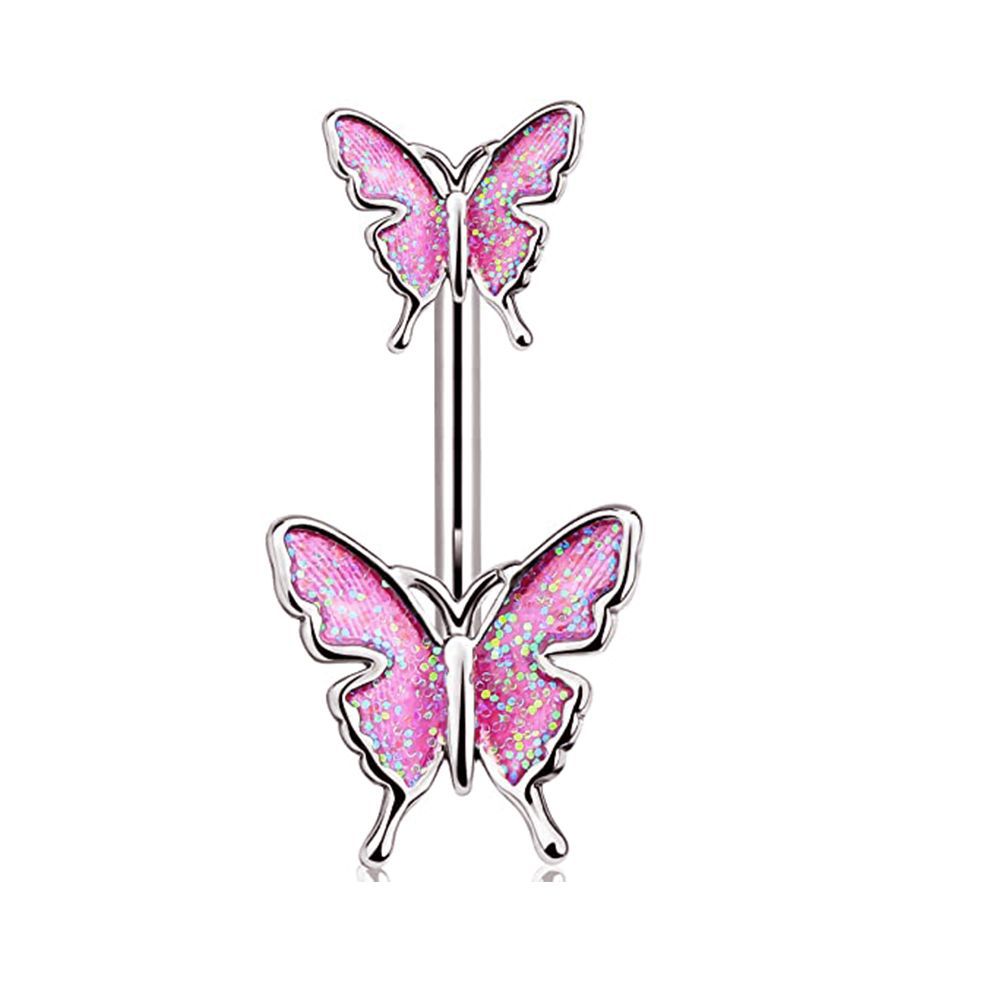 1 Piece Cute Sweet Letter Heart Shape Butterfly Plating Inlay Stainless Steel Zircon Navel Stud