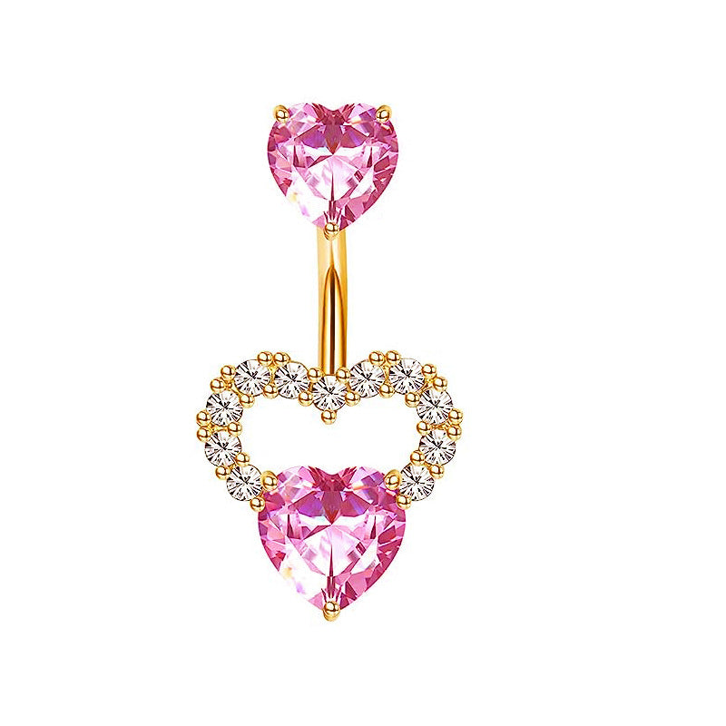 1 Piece Cute Sweet Letter Heart Shape Butterfly Plating Inlay Stainless Steel Zircon Navel Stud