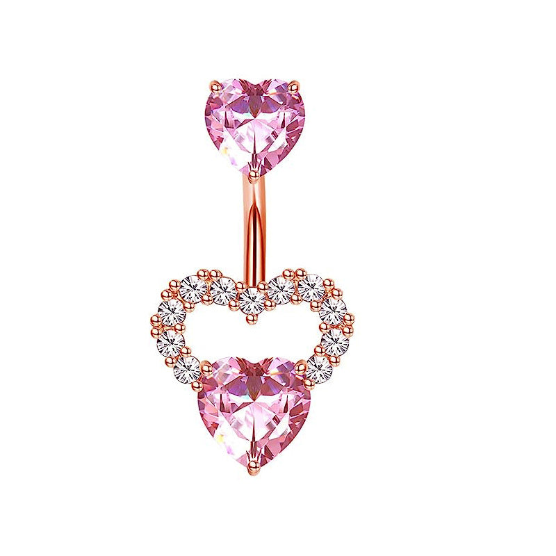 1 Piece Cute Sweet Letter Heart Shape Butterfly Plating Inlay Stainless Steel Zircon Navel Stud