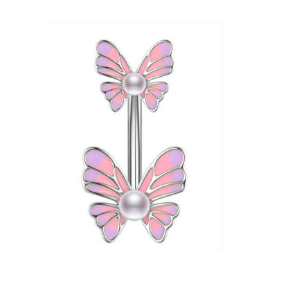 1 Piece Cute Sweet Letter Heart Shape Butterfly Plating Inlay Stainless Steel Zircon Navel Stud