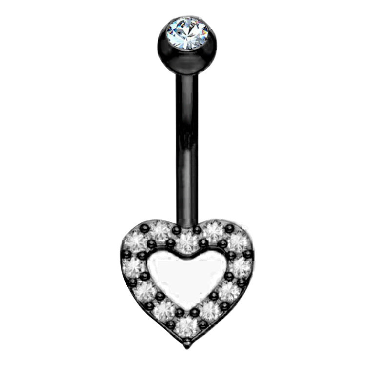 1 Piece Simple Style Heart Shape Plating Inlay Stainless Steel Zircon Ring Navel Decoration